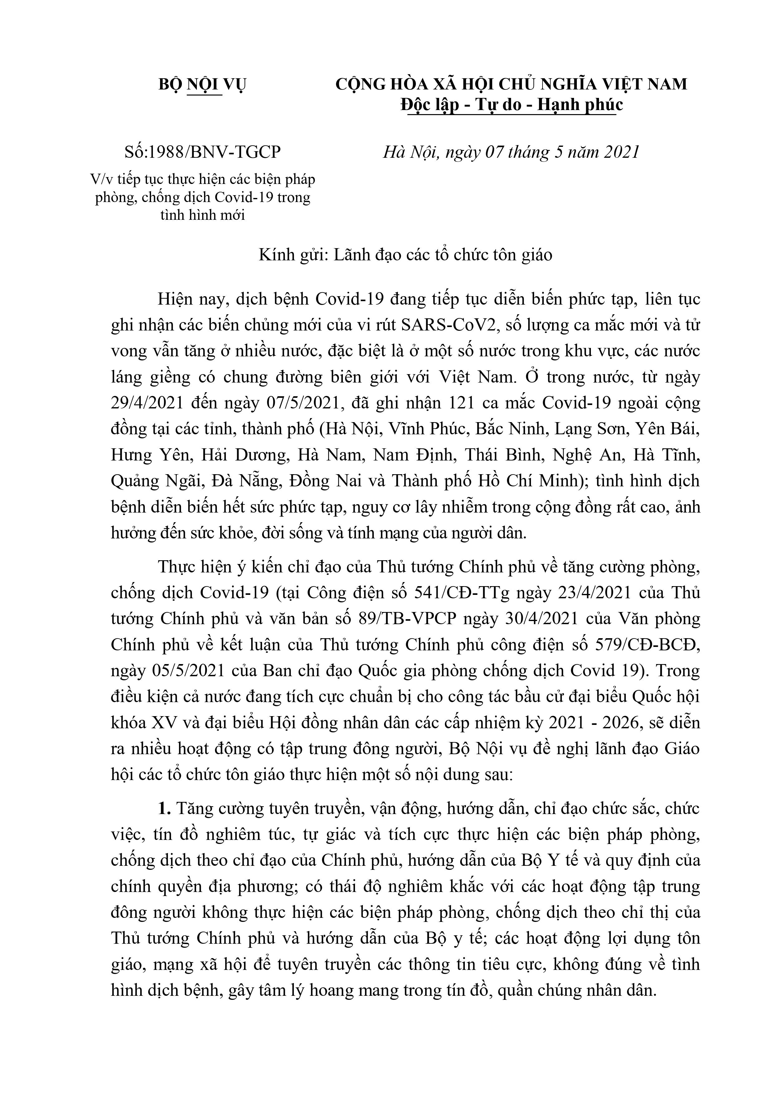 cac-to-chuc-ton-giao-tiep-tuc-thuc-hien-cac-bien-phap-phong-chong-dich-covid-19-trong-tinh-hinh-moi