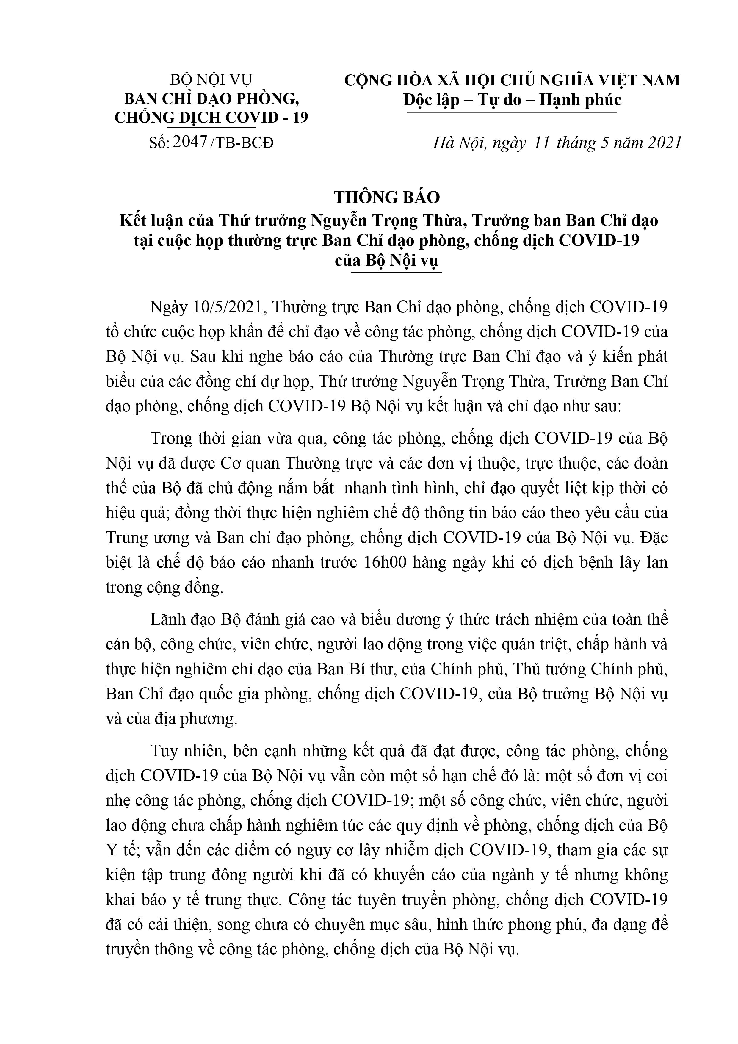 thong-bao-ket-luan-cua-ban-chi-dao-phong-chong-covid-19-cua-bo-noi-vu